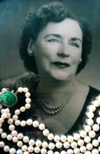 my Great Grandmother with the double strand pearls I inherited. Love Her!